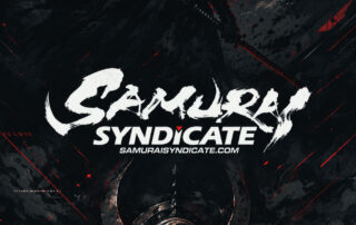 Gaming team logo design for SAMURAI SYNDICATE with dynamic Japanese brush calligraphy